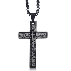 Stainless Steel Black Cross Necklace